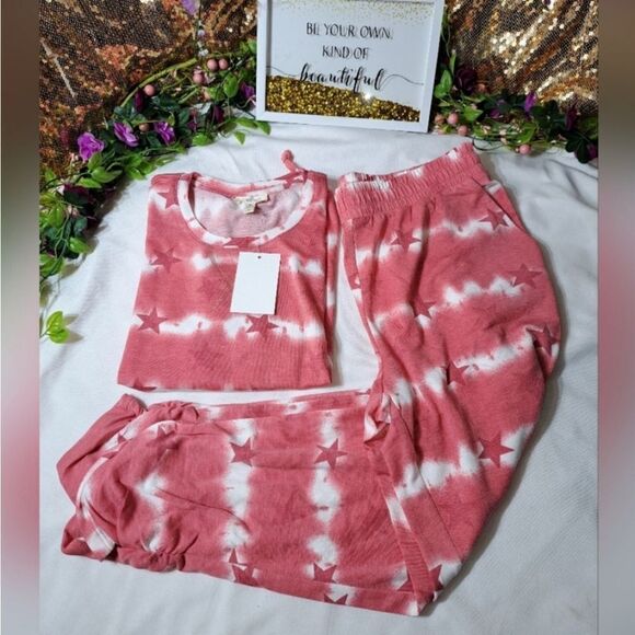 NWT Como Blu Pink Star Lounge Set - Picture 11 of 14